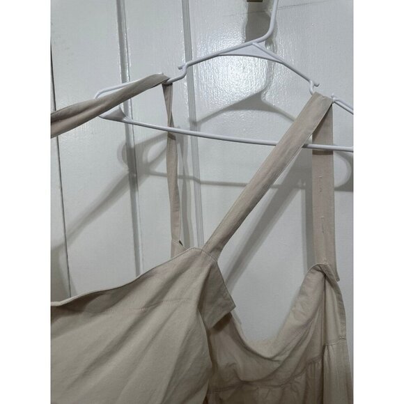 Neutral Cotton Sundress with Pockets – Adjustable Straps - Picture 6 of 12